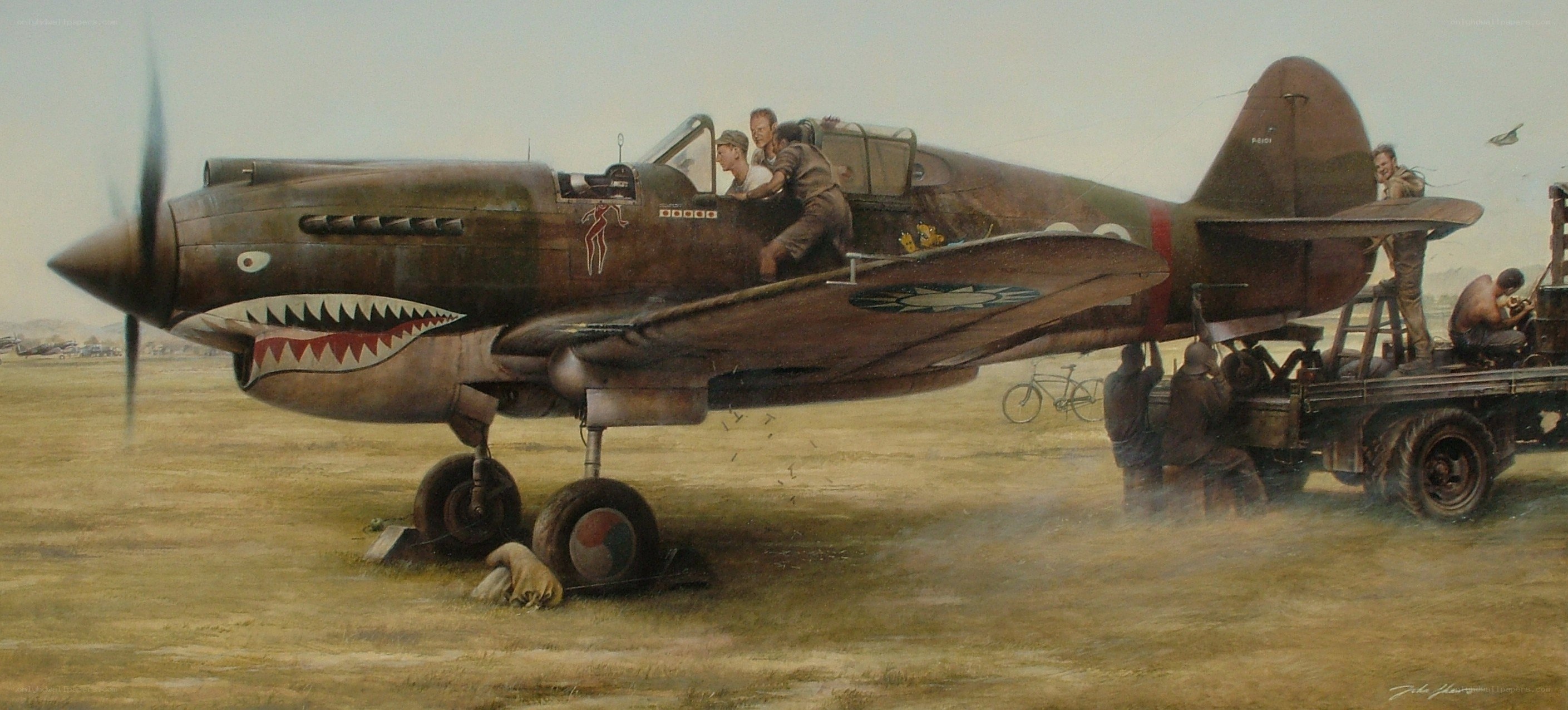 P-40 Warhawk on the airfield