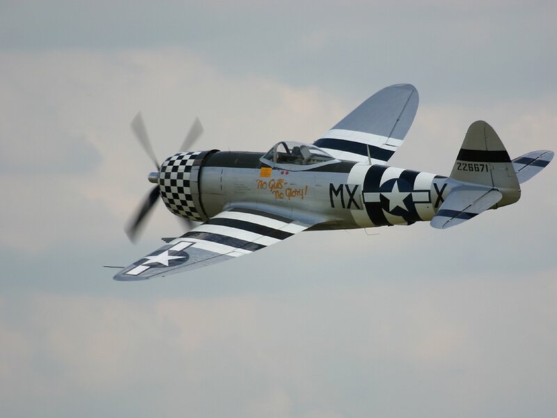 P-47 Thunderbolt Aircraft — Gray, Dynamic, Photograph, Propeller