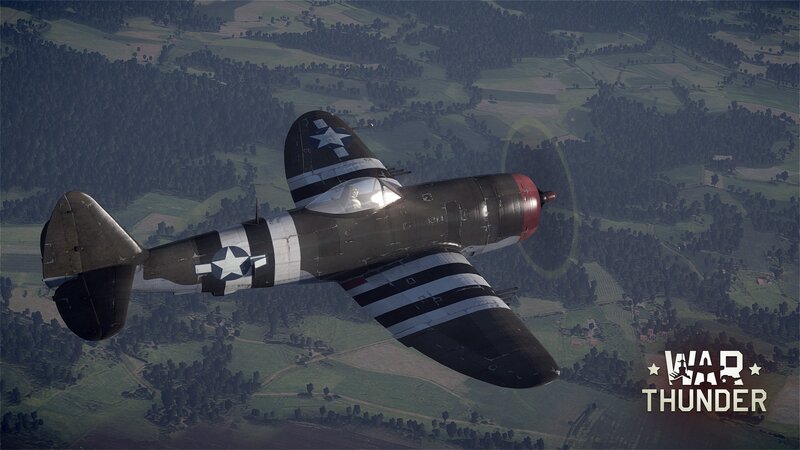 P-47 Thunderbolt Aircraft — Green, Aerial, Afternoon