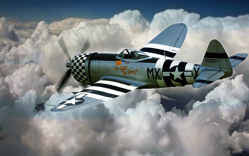 P-47 Thunderbolt in clouds