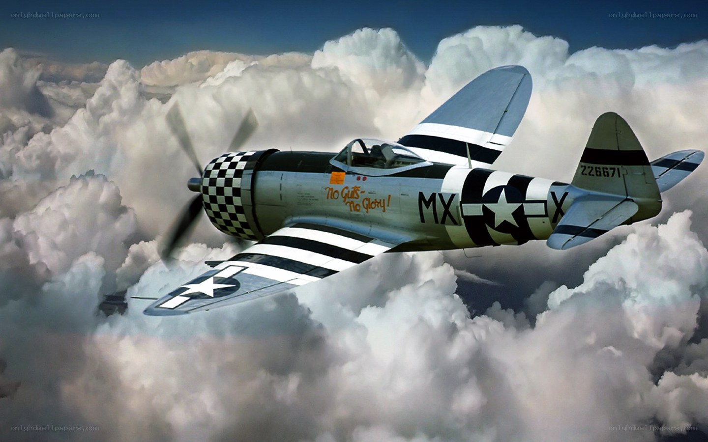 P-47 Thunderbolt in clouds