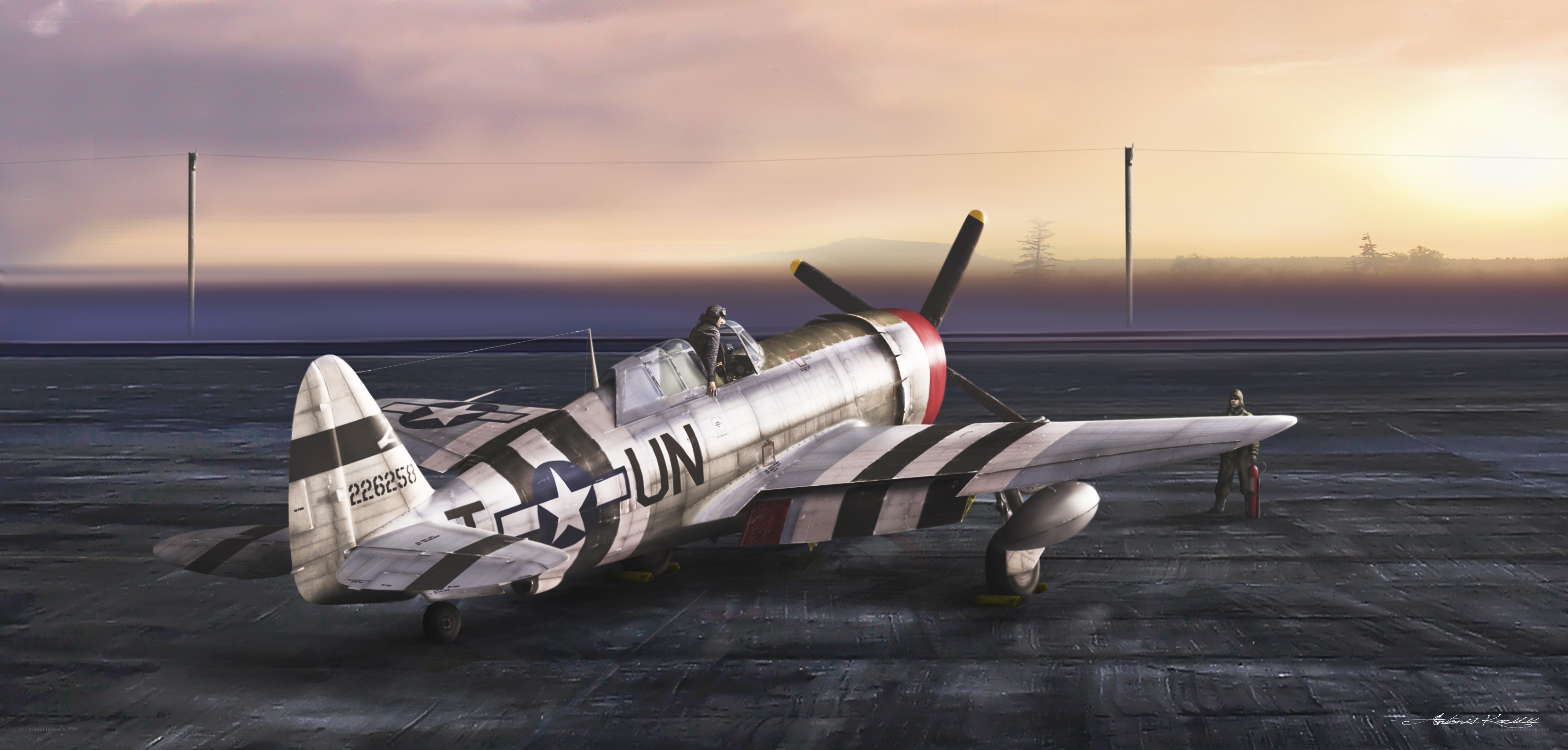 P-47 Thunderbolt on airfield