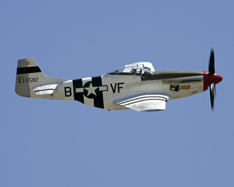 P-51 Mustang Airplane — Blue, Clear, Afternoon, Photograph, Propeller