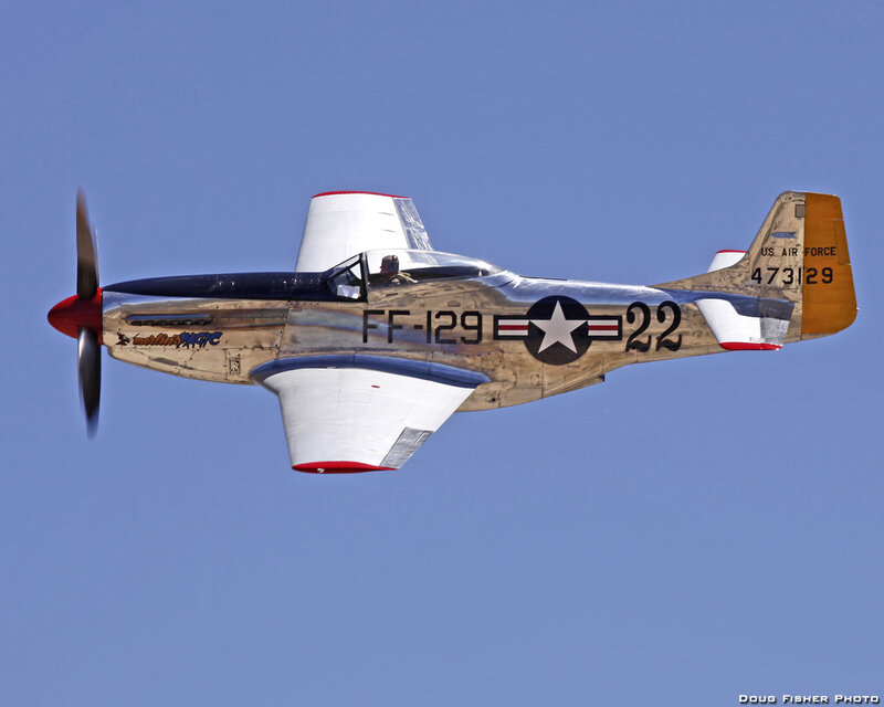 P-51 Mustang Airplane — Blue, Dynamic, Afternoon, Photograph, Propeller, Sky