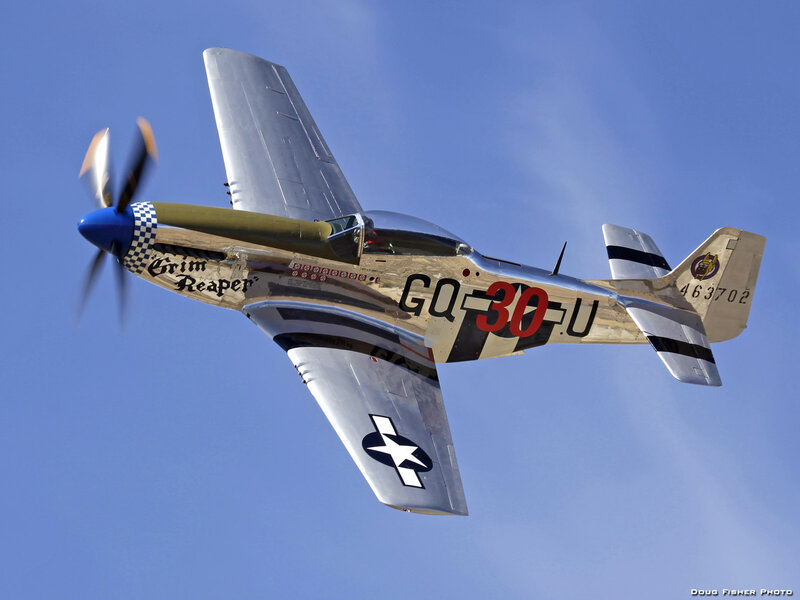 P-51 Mustang Airplane — Blue, Dynamic, Afternoon, Photograph, Propeller, Wings, Sky