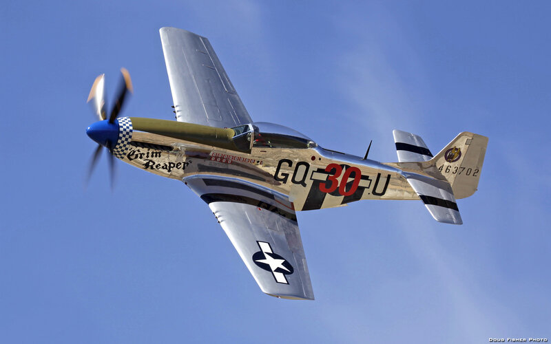 P-51 Mustang Airplane — Blue, Dynamic, Afternoon