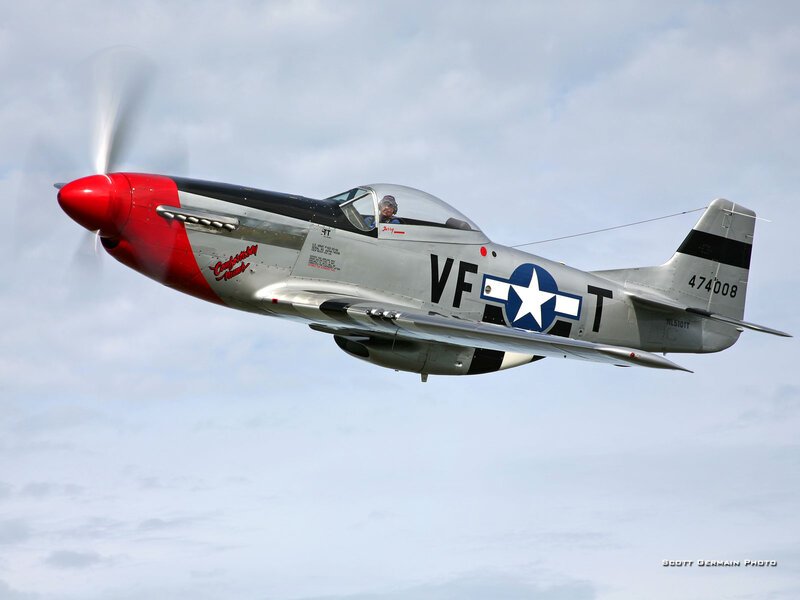 P-51 Mustang Airplane — Gray, Dynamic, Afternoon, Photograph, Propeller, Pilot, Sky