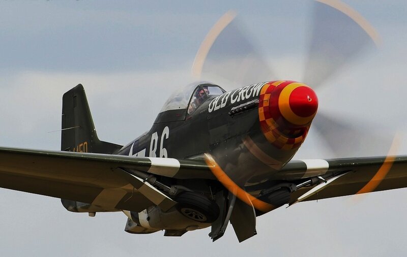 P-51 Mustang Airplane — Gray, Dynamic, Photograph, Propeller
