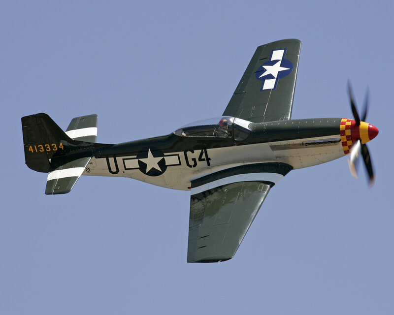 P-51 Mustang Airplane — Green, Dynamic, Afternoon