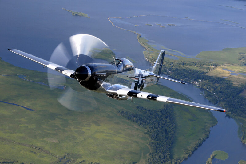 P-51 Mustang Airplane — Silver, Dynamic, Afternoon