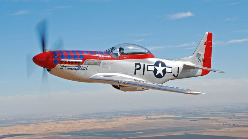 P-51 Mustang Airplane — Silver, Serene, Afternoon, Photograph, Propeller