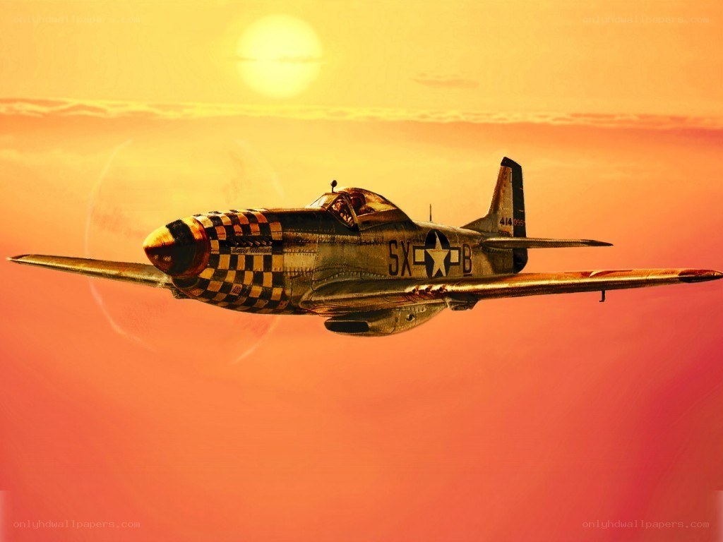 P-51 Mustang at sunset