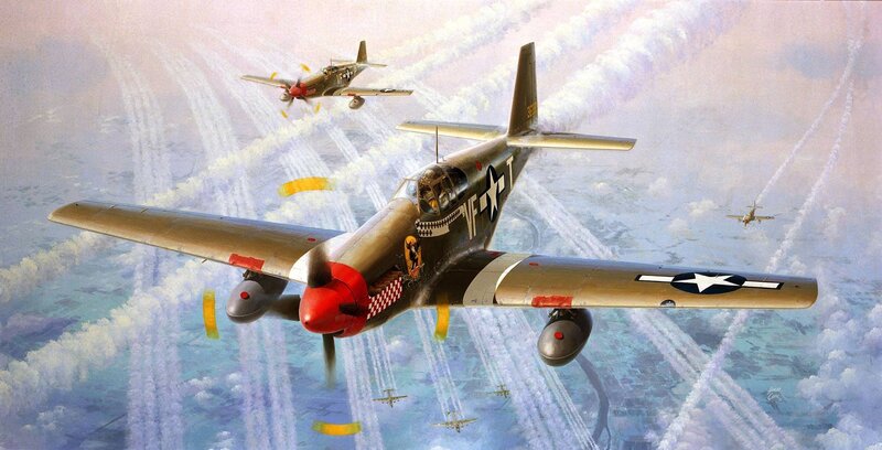 P-51 Mustang Fighter — Blue, Dramatic, Afternoon