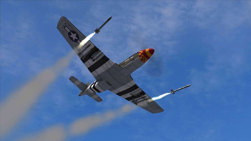 P-51 Mustang Fighter — Blue, Dynamic, Afternoon, 3d Render