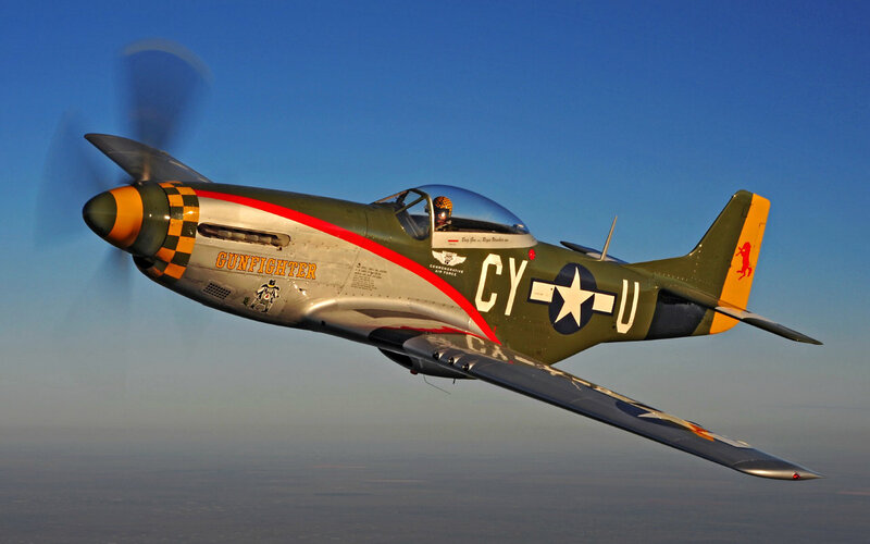 P-51 Mustang Fighter — Green, Dynamic, Afternoon