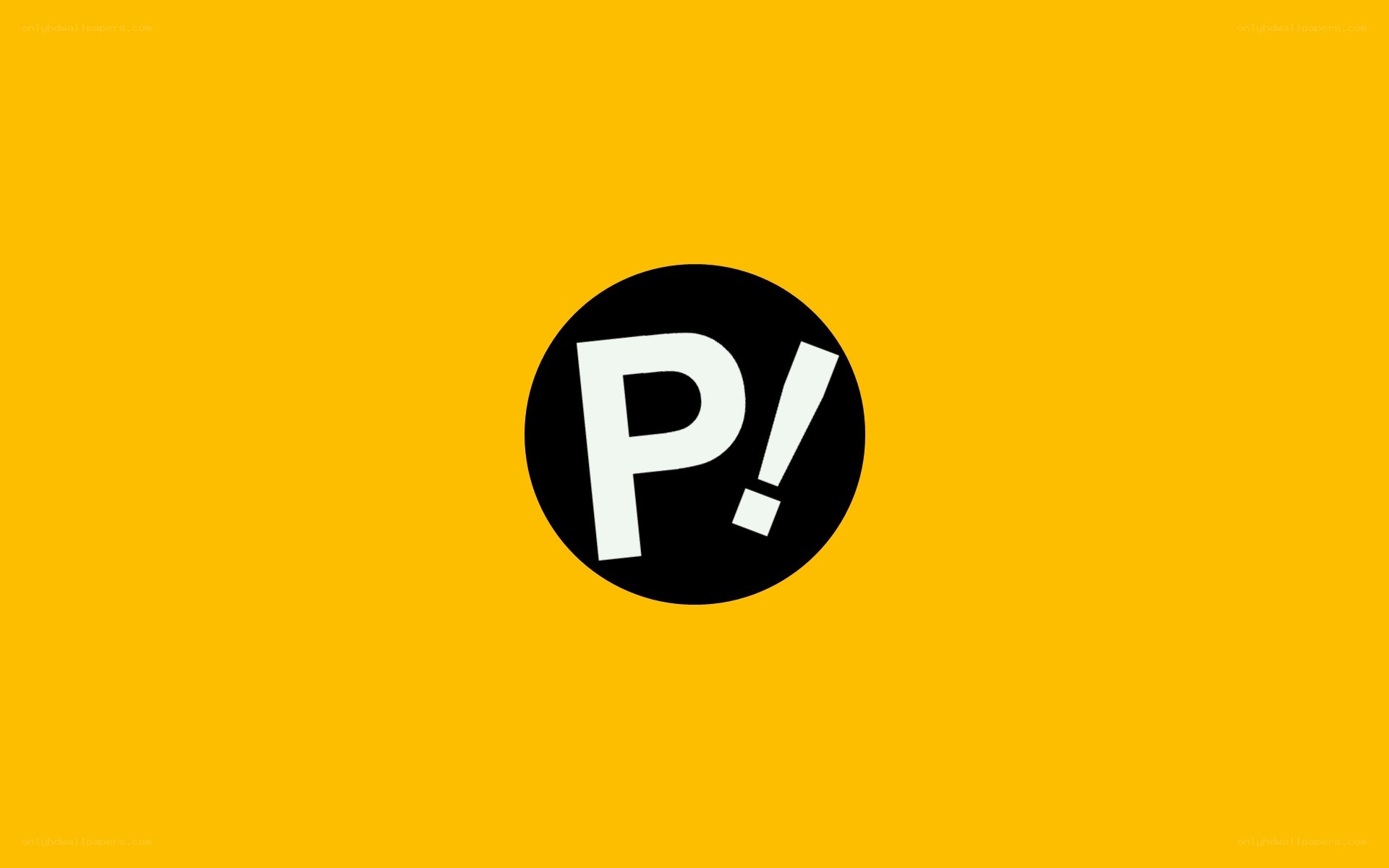 P! logo on yellow background