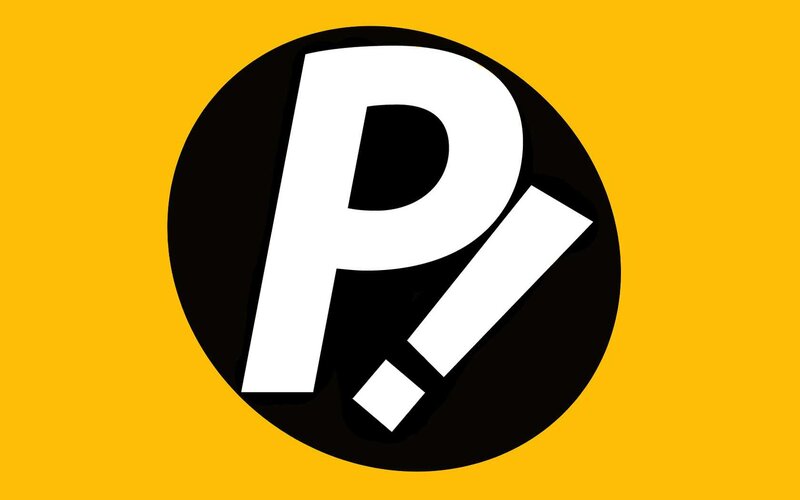 P! logo on yellow