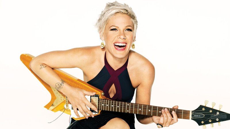 P!nk playing guitar