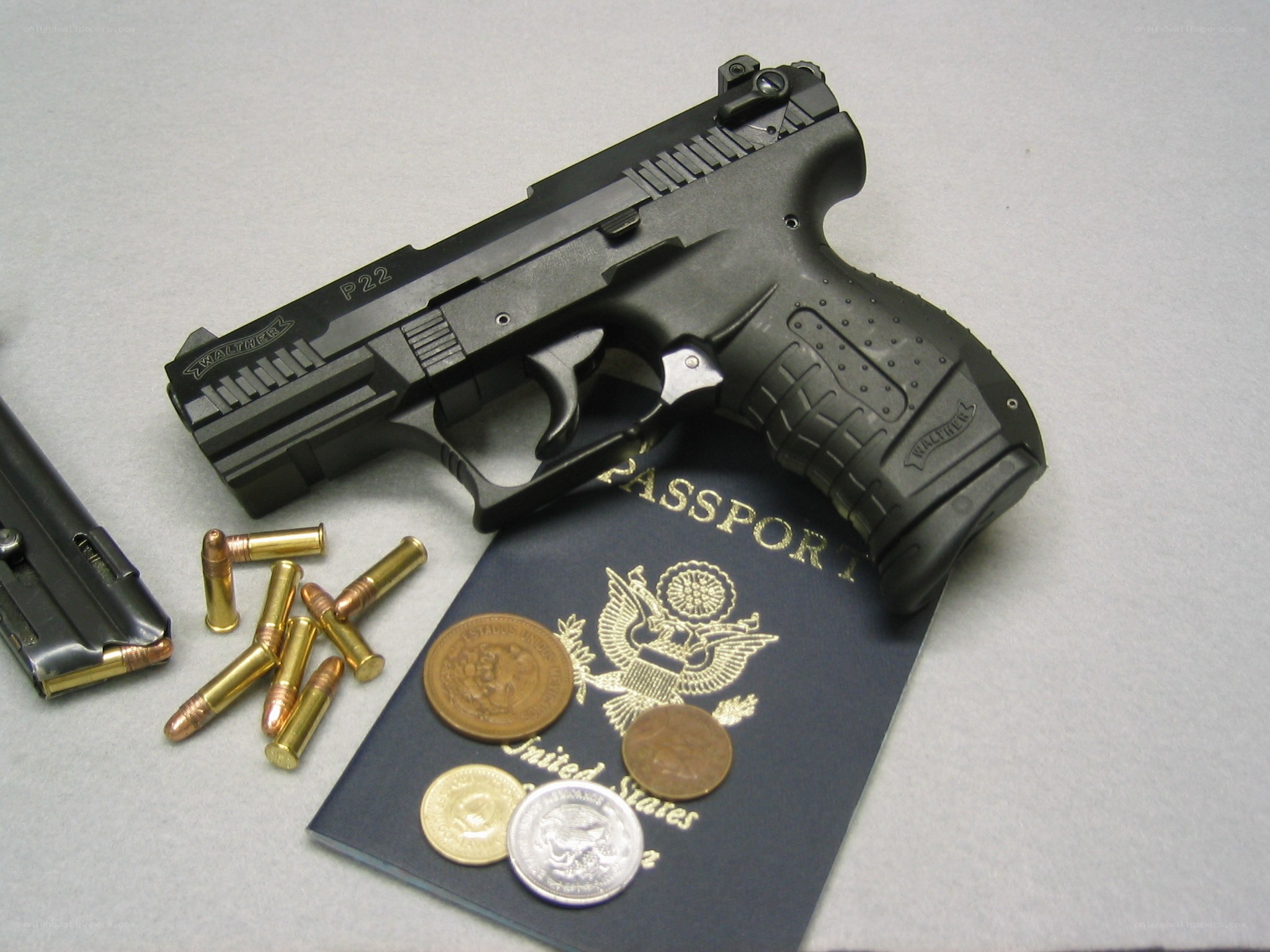P22 pistol with ammunition