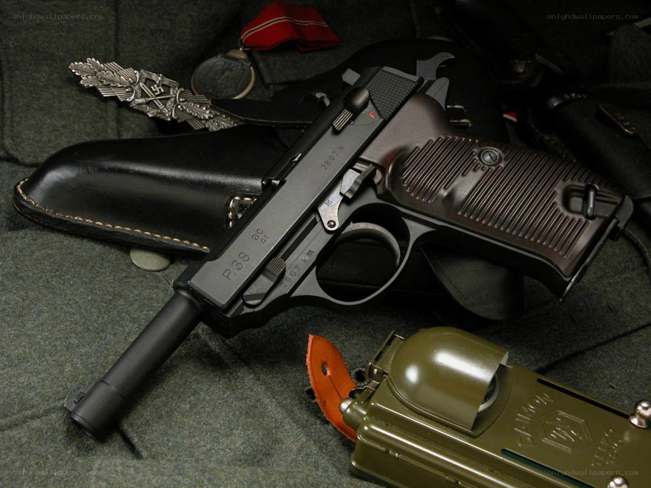P38 pistol with accessories
