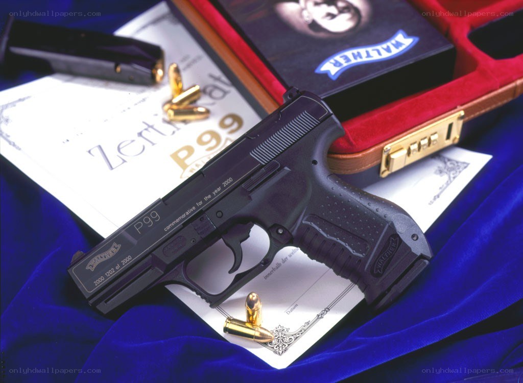 P99 commemorative pistol display