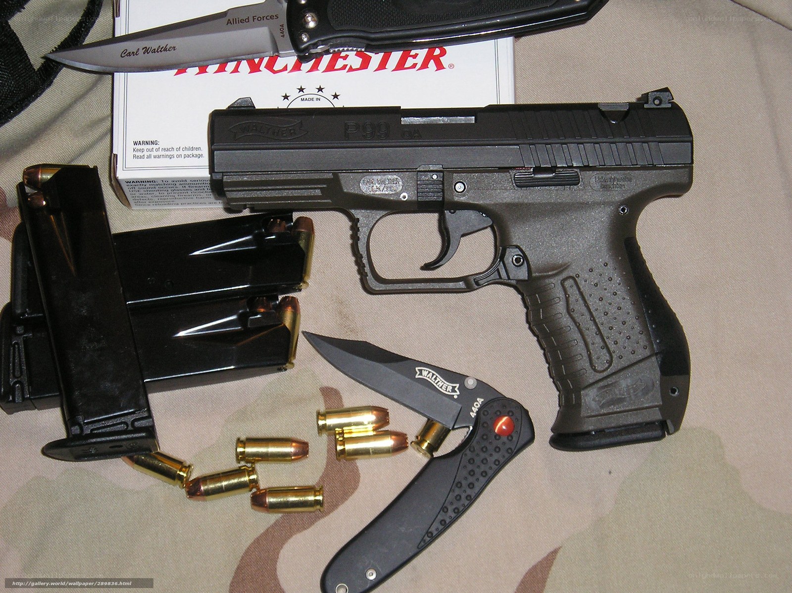 P99 pistol with accessories