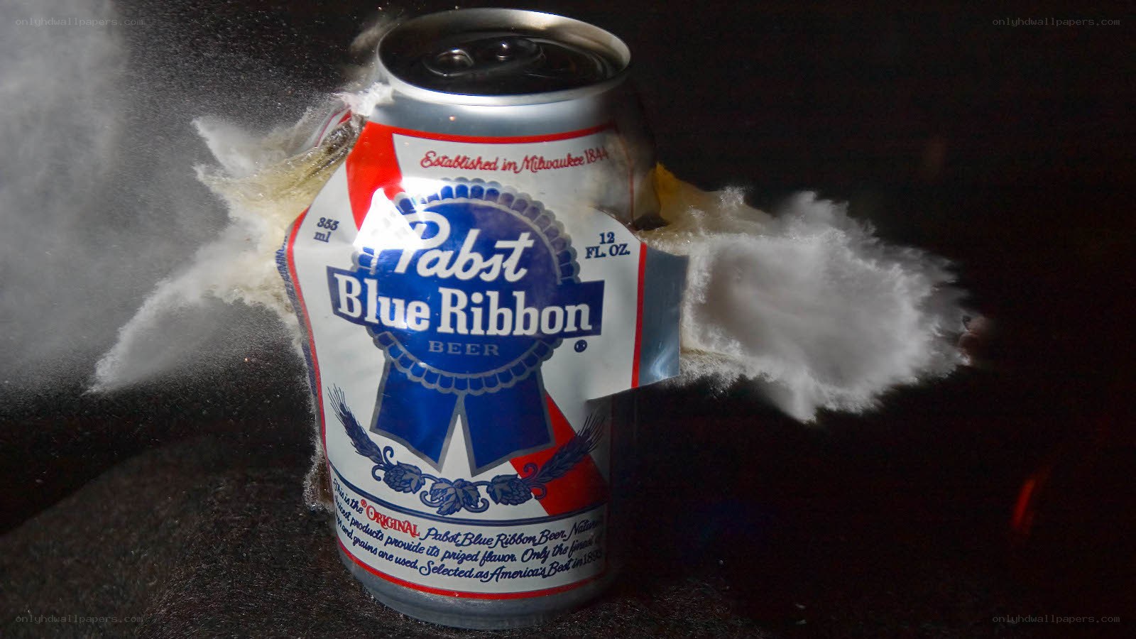 Pabst Blue Ribbon can explosion