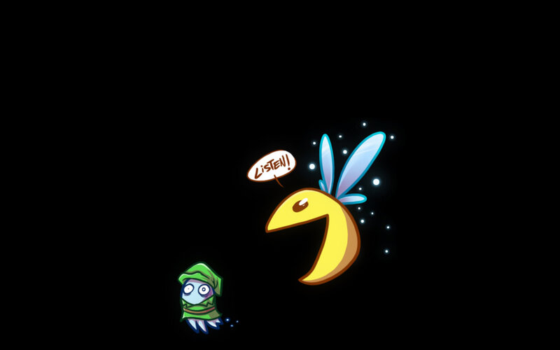 Pac-Man and a small creature