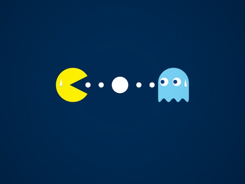 Pac-Man and Ghost — Blue, Playful