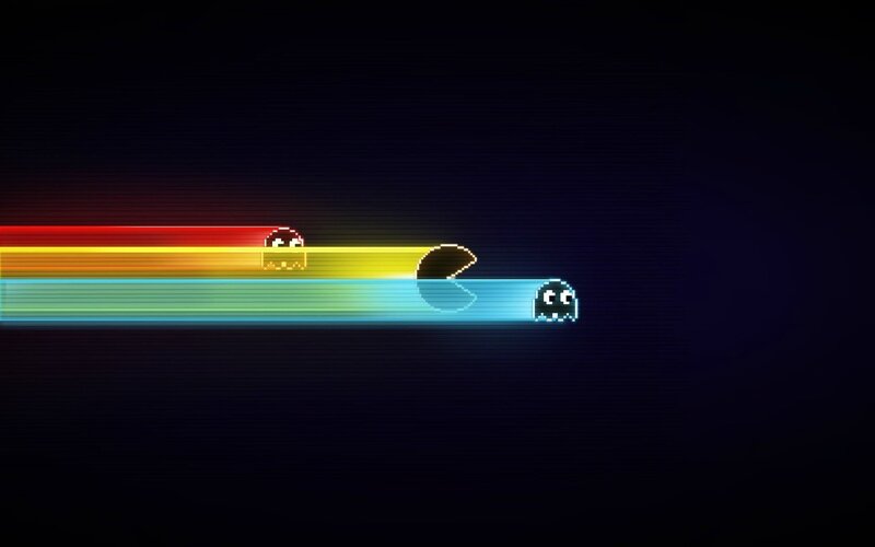 Pac-Man and Ghosts — Black, Nostalgic, Night