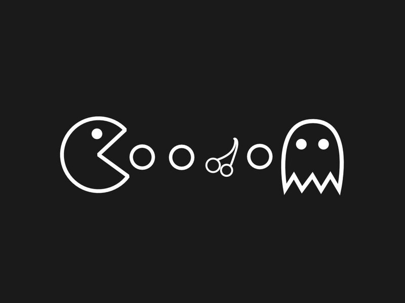 Pac-Man and Ghosts — Black, Playful, Vector Art