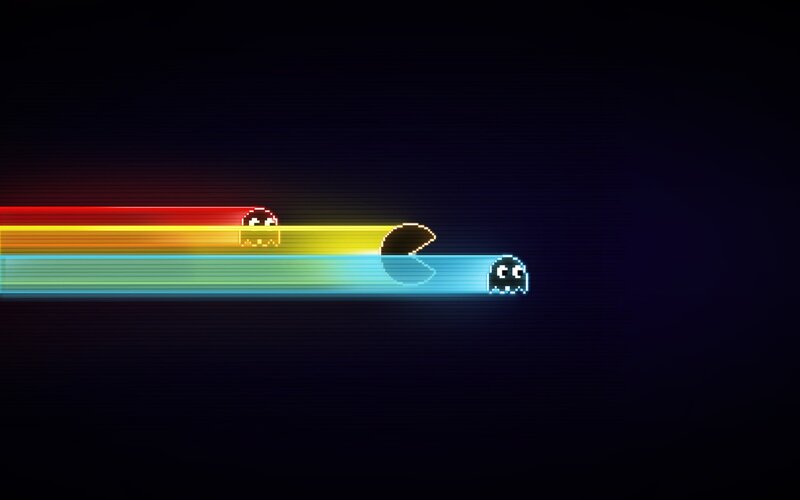 Pac-Man and Ghosts — Black, Retro