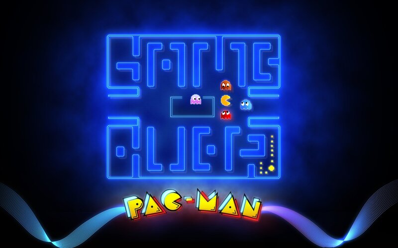 Pac-Man and Ghosts — Blue, Nostalgic, Night