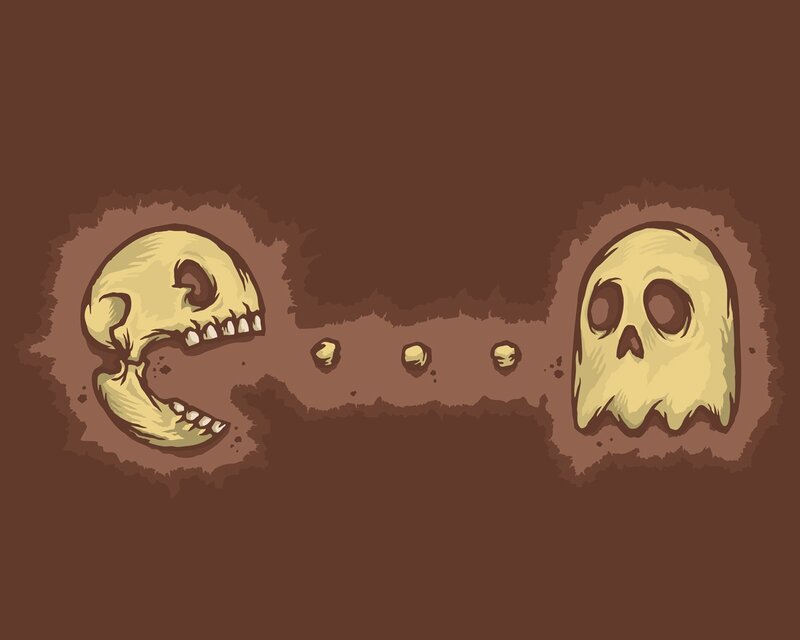 Pac-Man and ghosts in a cave