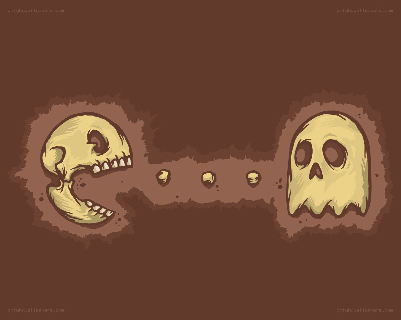 Pac-Man and ghosts in a cave