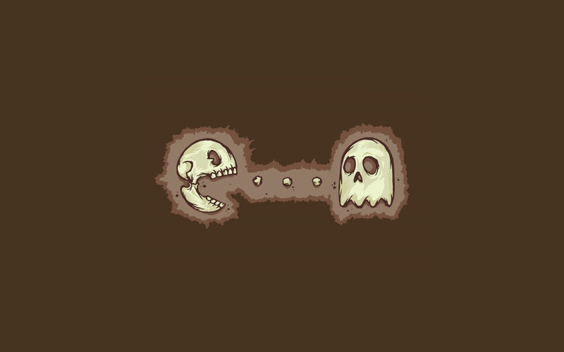 Pac-Man and ghosts in bones