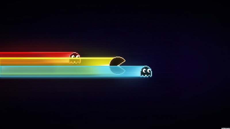 Pac-Man and ghosts in motion
