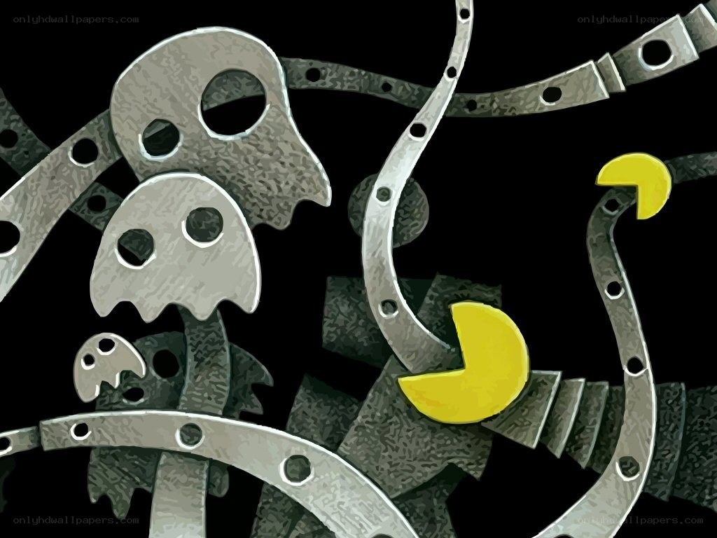 Pac-Man and ghosts mechanical art
