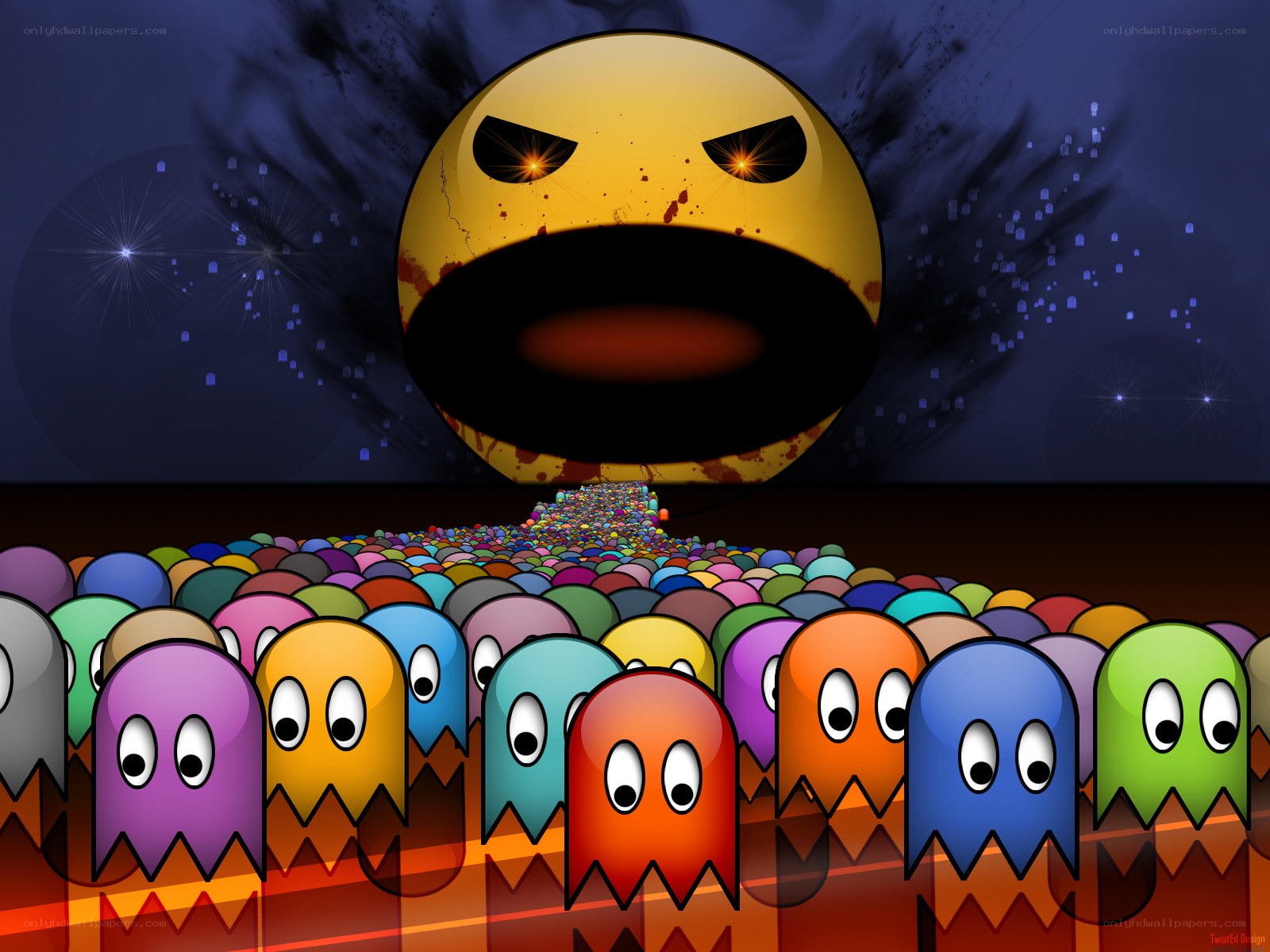 Pac-Man and ghosts scene