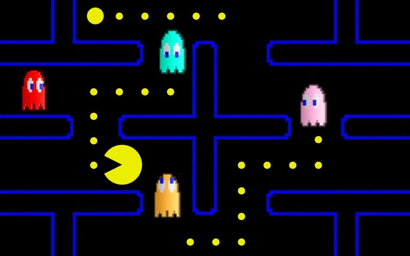 Pac-Man and Ghosts — Yellow, Playful