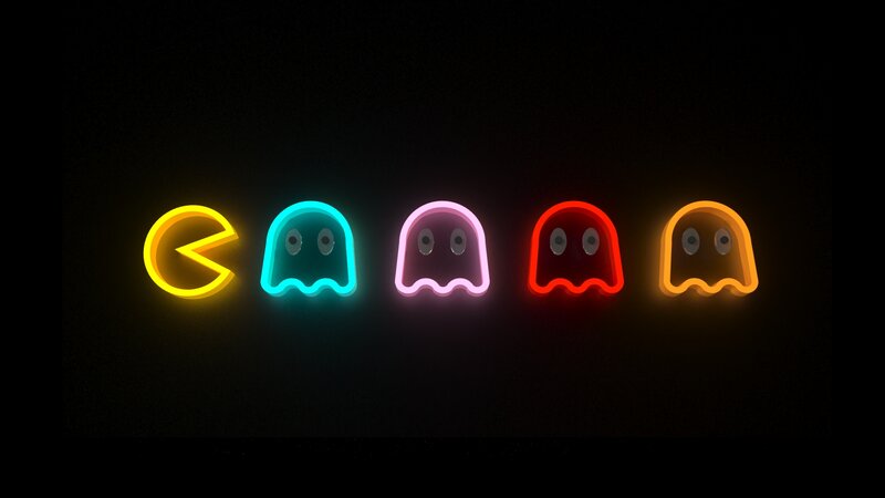 Pac-Man and Ghosts — Yellow, Vibrant