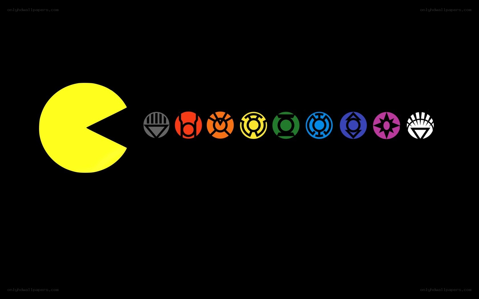 Pac-Man and Lantern Corps symbols