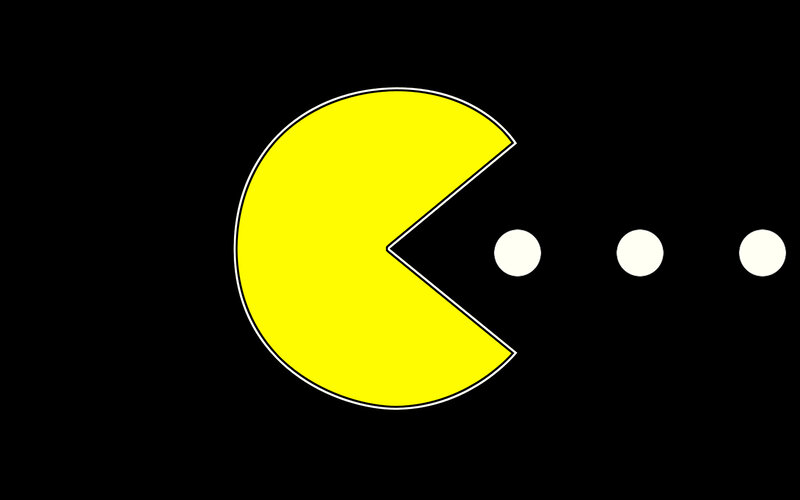 Pac-Man character with dots