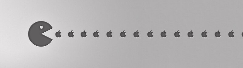 Pac-Man Chasing Apples — Gray