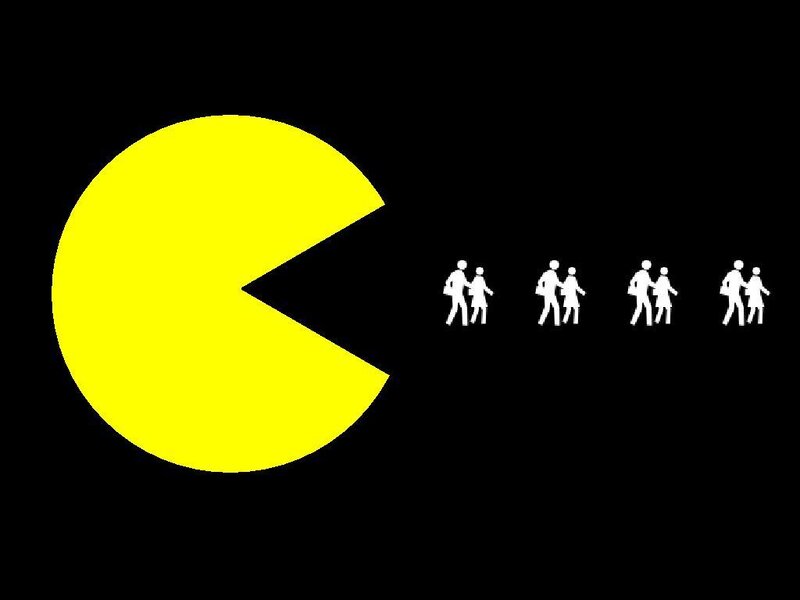 Pac-Man chasing people