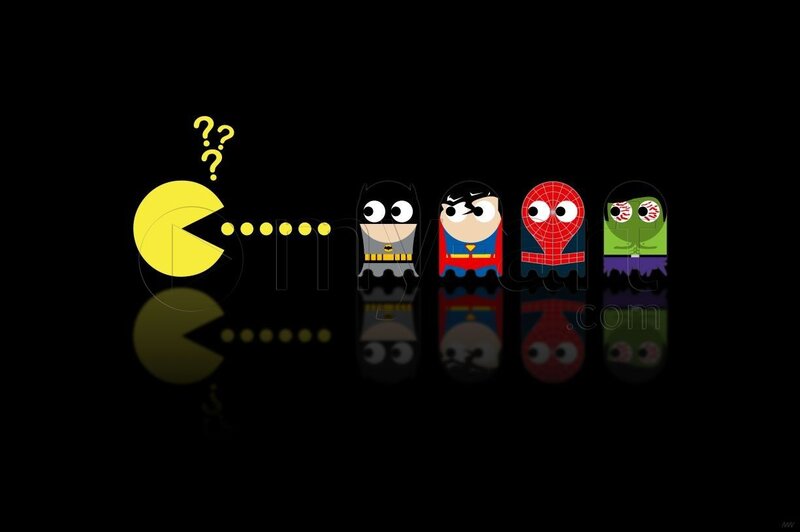Pac-Man Chasing Superheroes