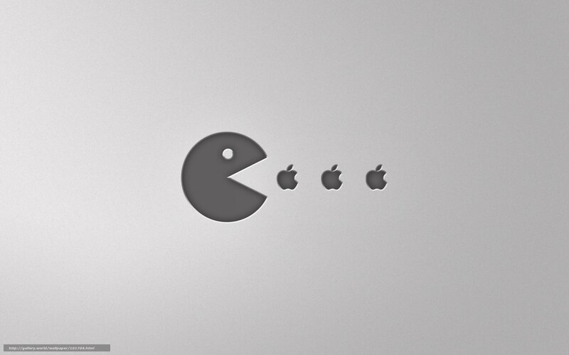 Pac-Man eating Apple logos