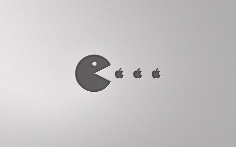 Pac-Man Eating Apples — Gray