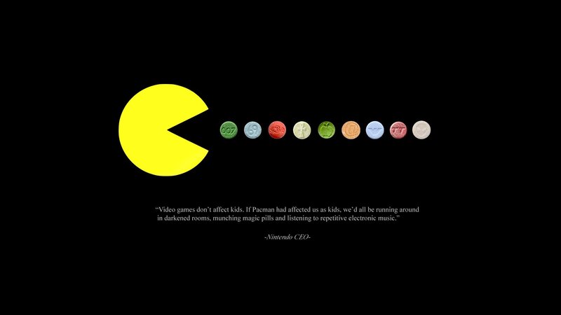 Pac-Man Eating Pills — Black, Dark