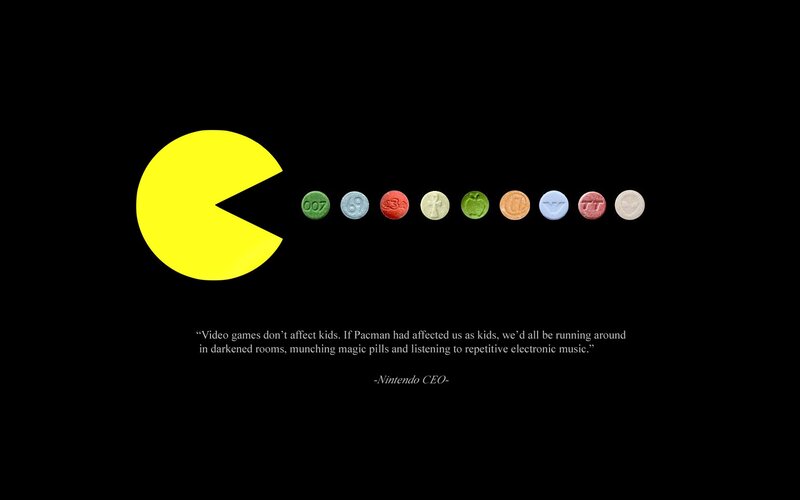 Pac-Man Eating Pills — Black